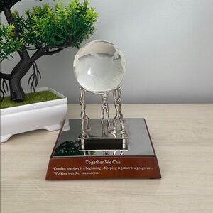 Together We Can Metal and Crystal Inspirational Desk Sculpture